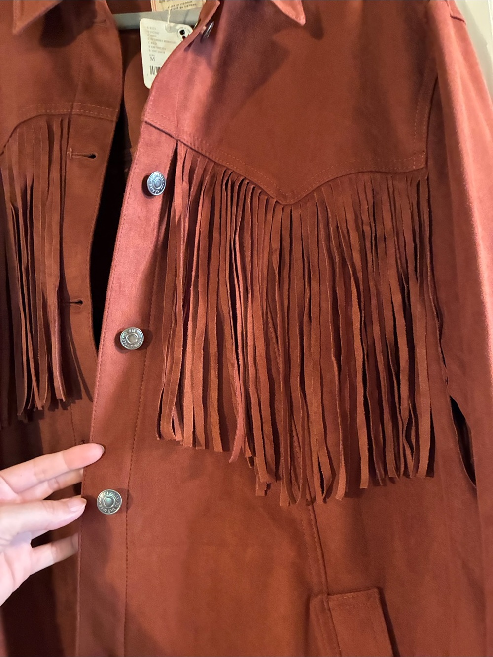 Free People We The Free Rust Fringe Suede Jacket NWT - Picture 3 of 4